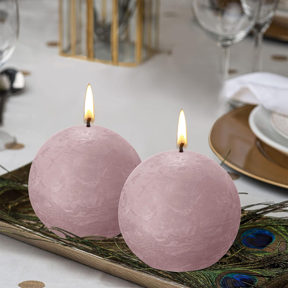 Vela Bola Rústica 76mm Cinza Rosa 25h