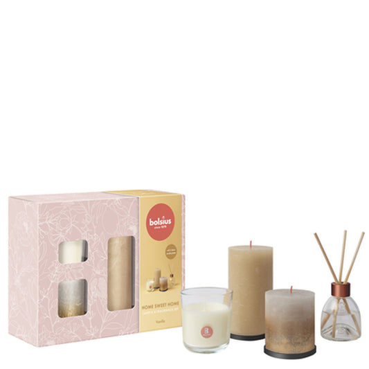 Pack Natal Bolsius Lar Doce Lar - Velas Rústicas e Fragância Baunilha