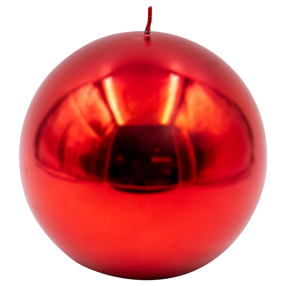 Vela Bola Firenze150mm Vermelho Metálico 50h