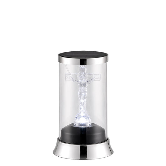 Vela Candeeiro Solar Cruz Prateado 1046