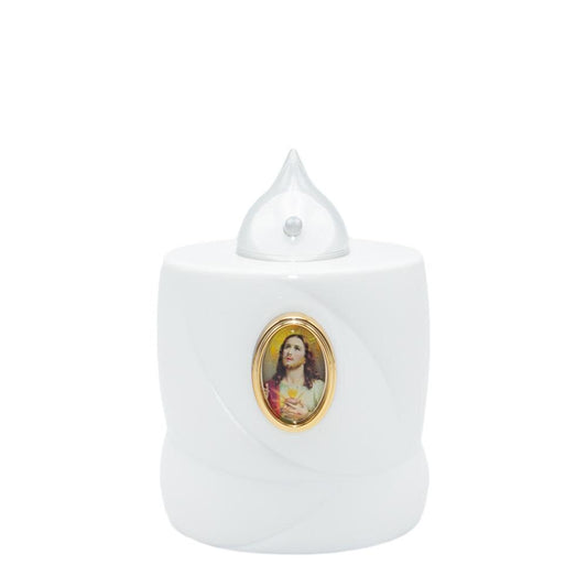 Vela Cirio LED D500 Coração Jesus Branco