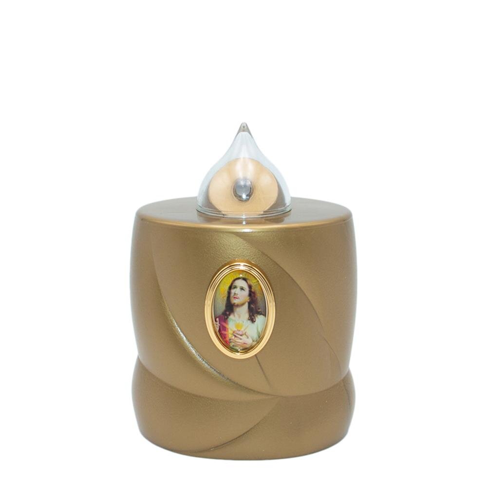 Vela Cirio LED D500 Coração Jesus Dourado