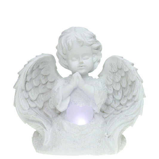 Vela Elétrica LED Anjo Branco Coração Oração