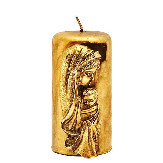 Vela Pilar Figura Mãe c/Filho 150x75mm Dourado