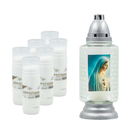 Pack 1 Candeeiro Vidro VS808CM Coração Maria + 6 Recargas LP4