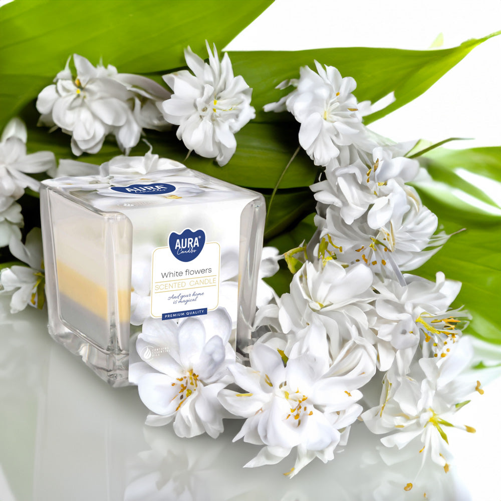 Vela Copo Aromático SNK80 Flores Brancas 32 h