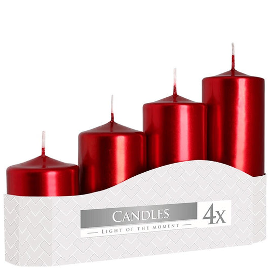 Vela Pilar 50/4 Pack.4 Prata Vermelha Metálico 33h