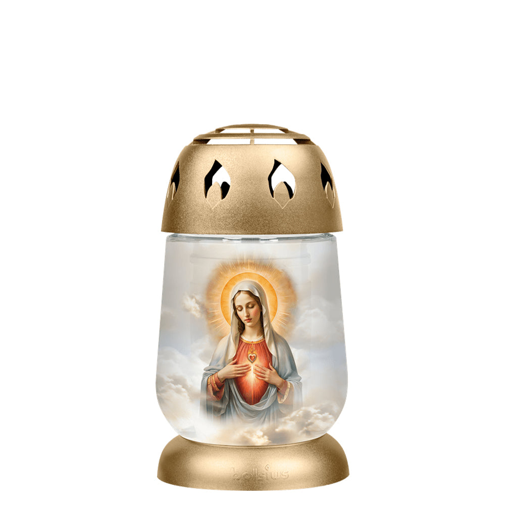 Vela Candeeiro de Vidro Coração de Maria (Recarga 0440)