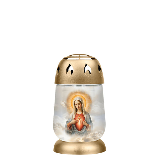 Vela Candeeiro de Vidro Coração de Maria (Recarga 0440)