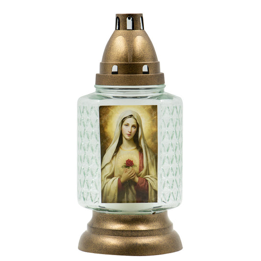 Vela Candeeiro Vidro VS807 Coração Maria (Recarga 0140)