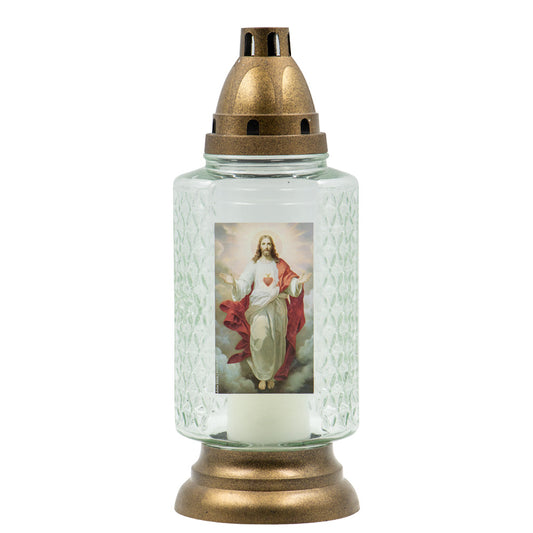 Vela Candeeiro Vidro VS808CJ Coração Jesus (Recarga 0160)