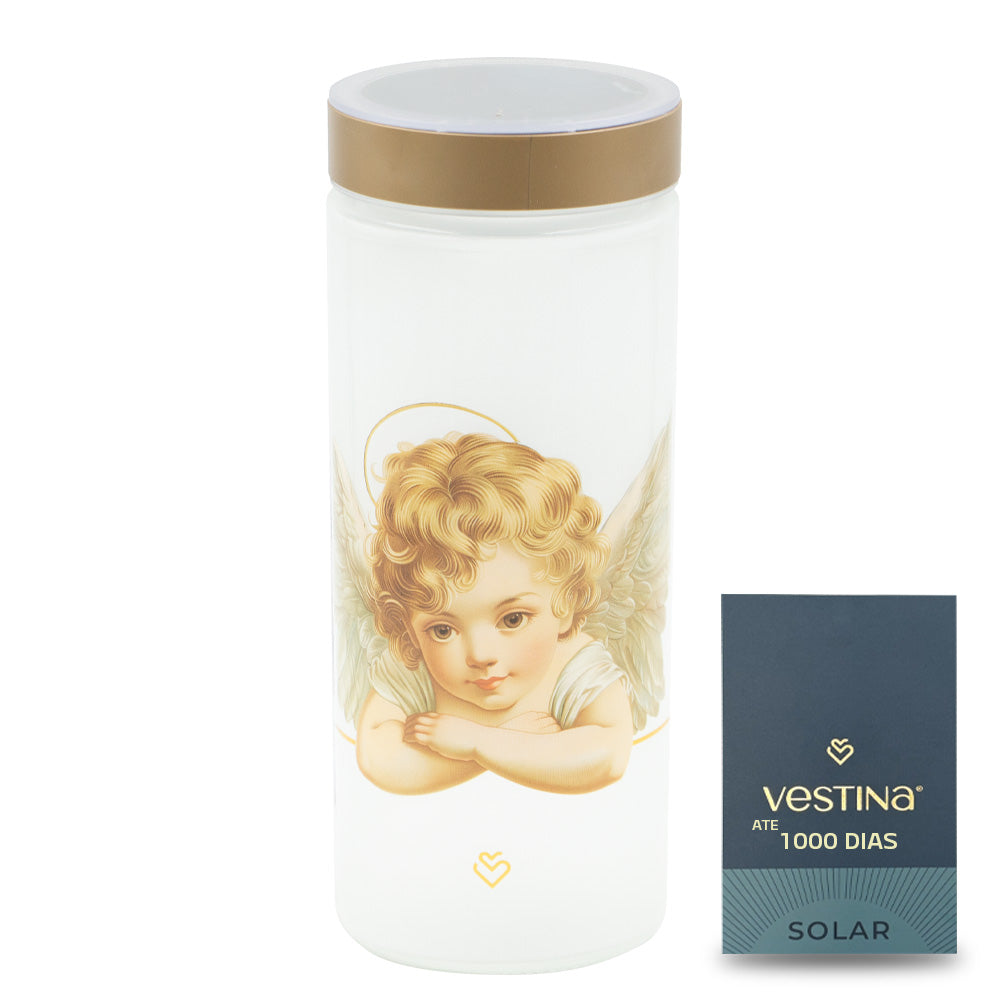 Vela Candeeiro Vidro Solar VSS28 Branco Anjo