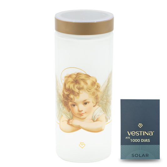Vela Candeeiro Vidro Solar VSS28 Branco Anjo
