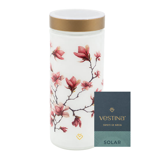 Vela Candeeiro Vidro Solar VSS28 Branco Magnólia