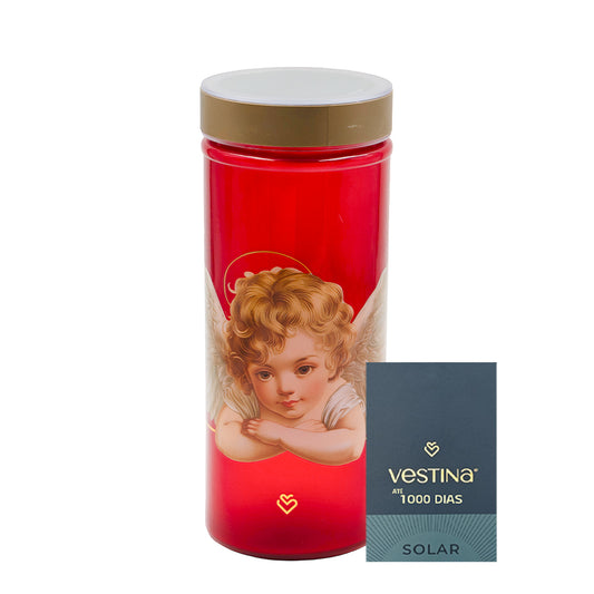Vela Candeeiro Vidro Solar VSS28 Vermelho Anjo